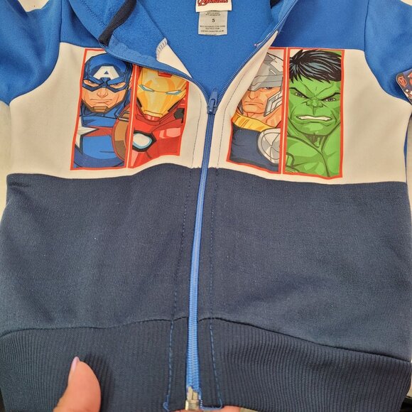 Marvel Avengers Boys Two-Piece Zipper Hoodie & Jogger Pants Set Blue - Size 5 - Picture 5 of 14